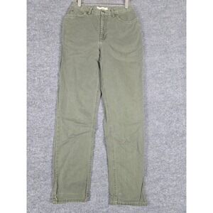 Jones Sport Womens Olive Green Canvas Pants Size 6 High Rise Straight Leg